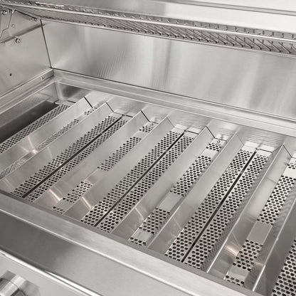 Stainless steel interior of a Coyote CL with perforated grates