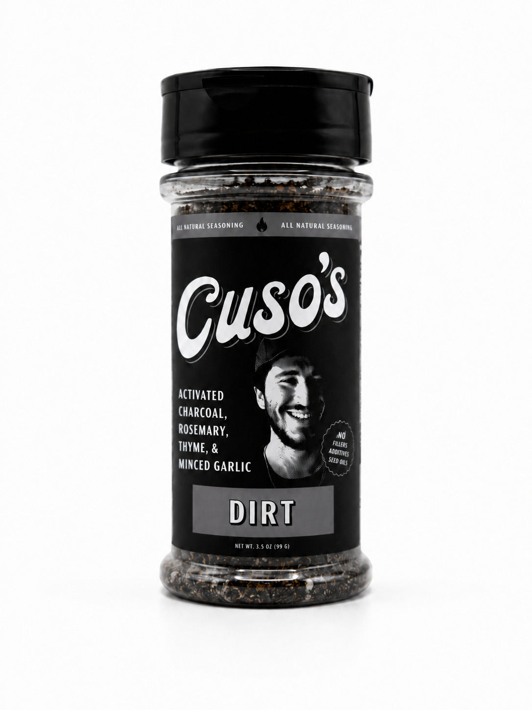 Cusos Dirt bottle on a white background