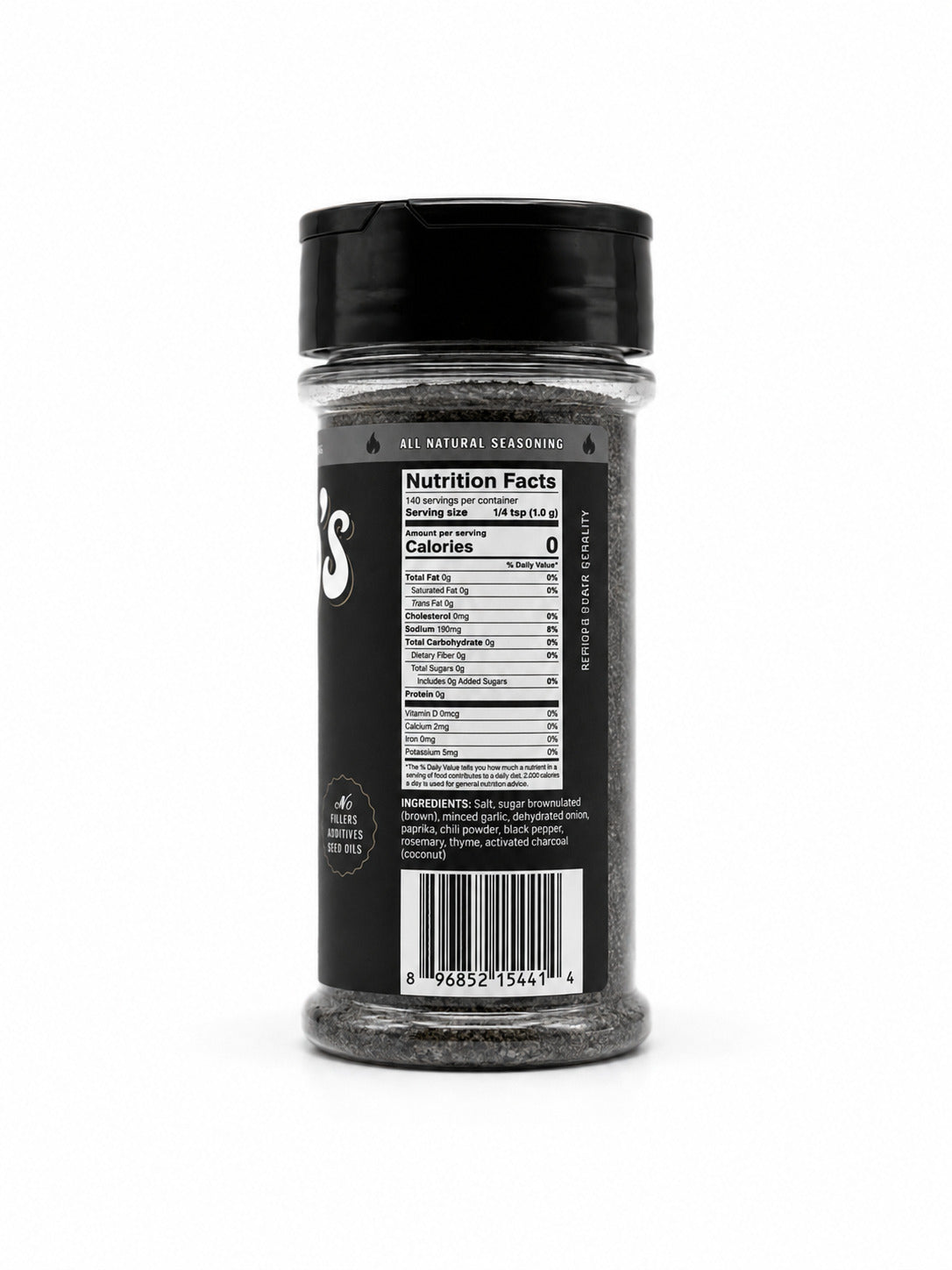 Cusos Dirt seasoning jar with label on a white background