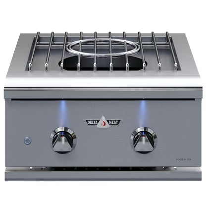 Delta Heat Power Burner with a stainless steel front on a white background