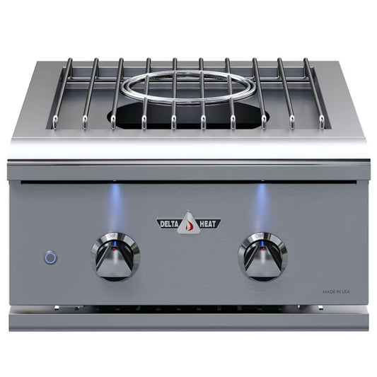 Delta Heat Power Burner with a stainless steel front on a white background