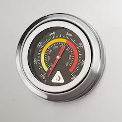 Gauge with temperature measurement on a gray background