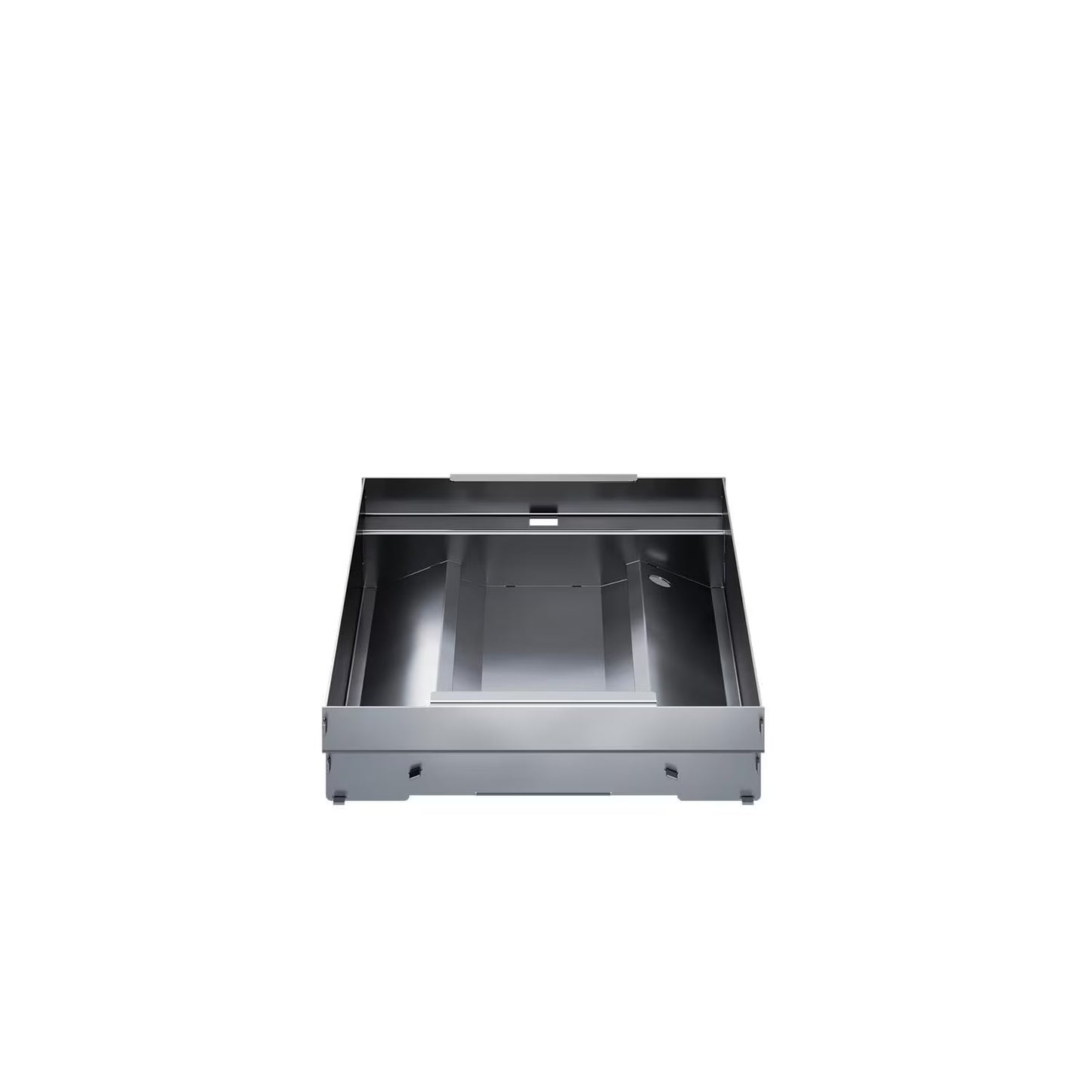 Stainless steel kitchen equipment on a white background