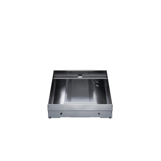 Stainless steel kitchen equipment on a white background