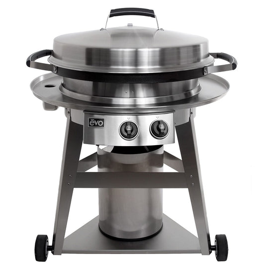 Evo Professional Series 30-Inch Wheeled Cart Flattop Gas Griddle on a white background