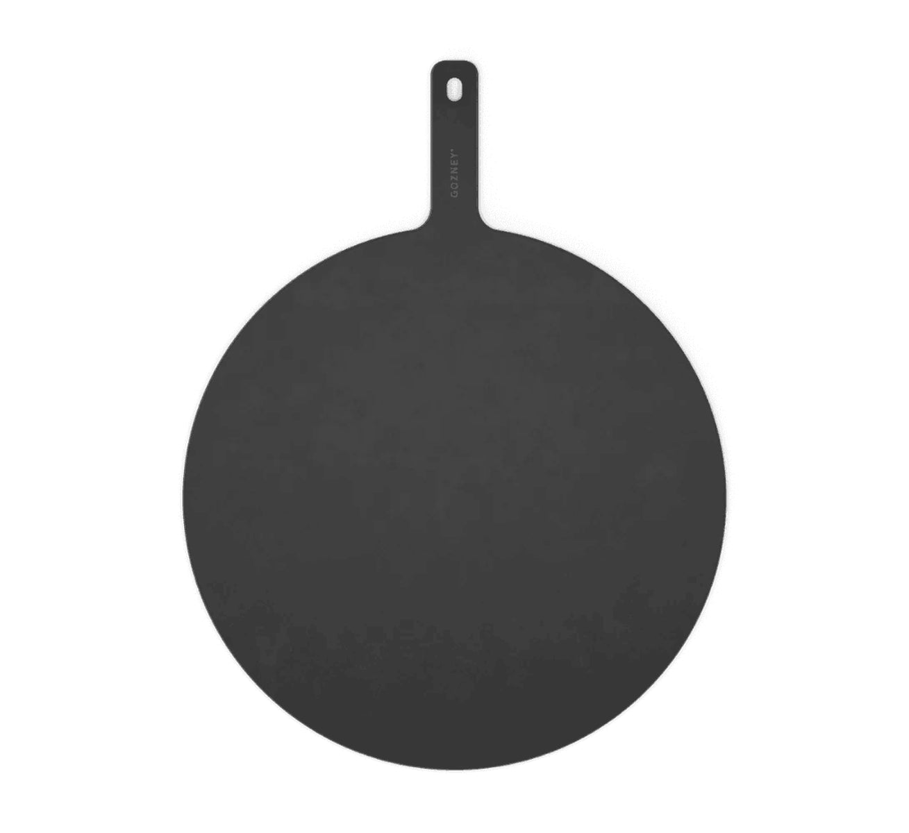 Gozney Black 18" round pizza server with handle on a white background