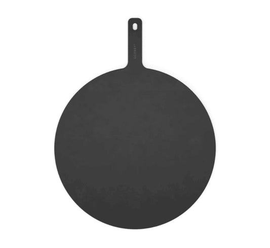 Gozney Black 18" round pizza server with handle on a white background