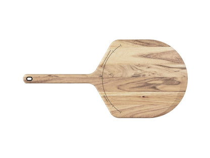 12" Acacia Wood Pizza Peel and Server on a white background
