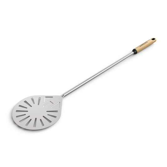 Gozney Balance Turning Peel with wooden handle on a white background