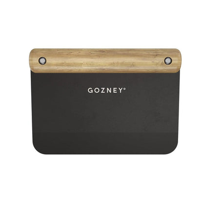Black dough cutter with wooden handle and 'GOZNEY' branding on a white background