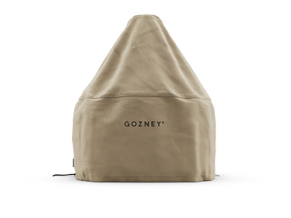 Beige grill cover with 'GOZNEY' branding on a white background