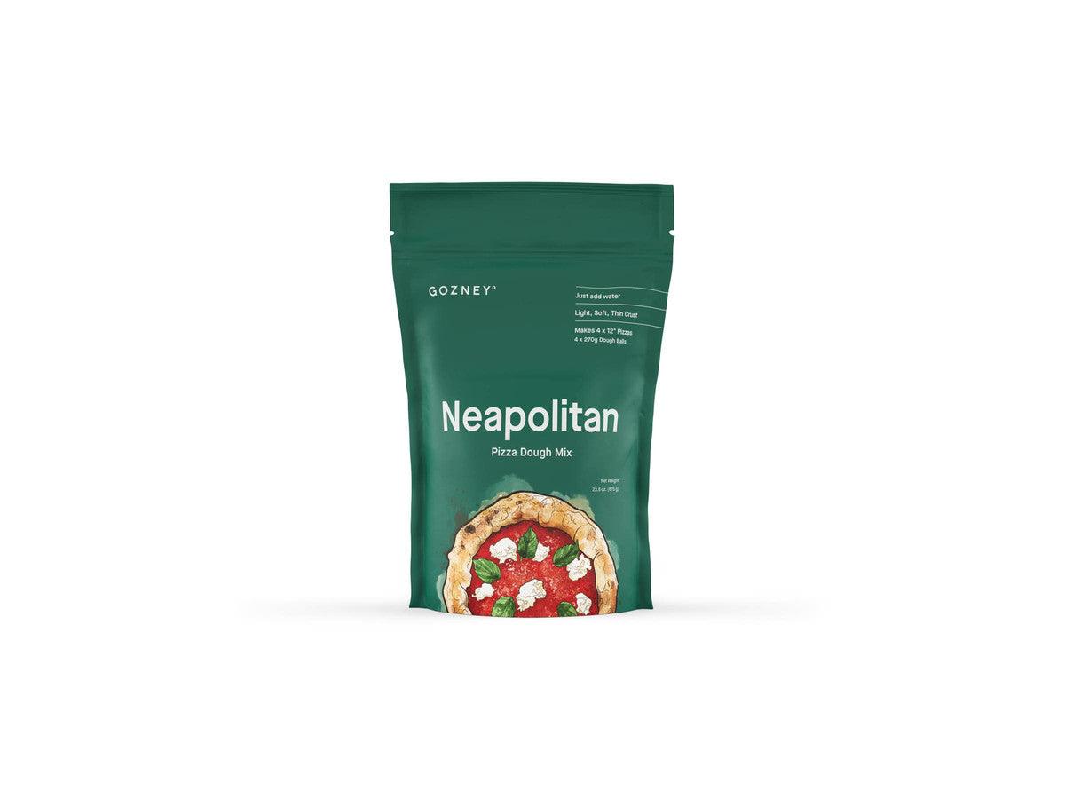 A package of Gozney Neapolitan Pizza Dough Mix, with the brand's logo and an image of a pizza on the front.