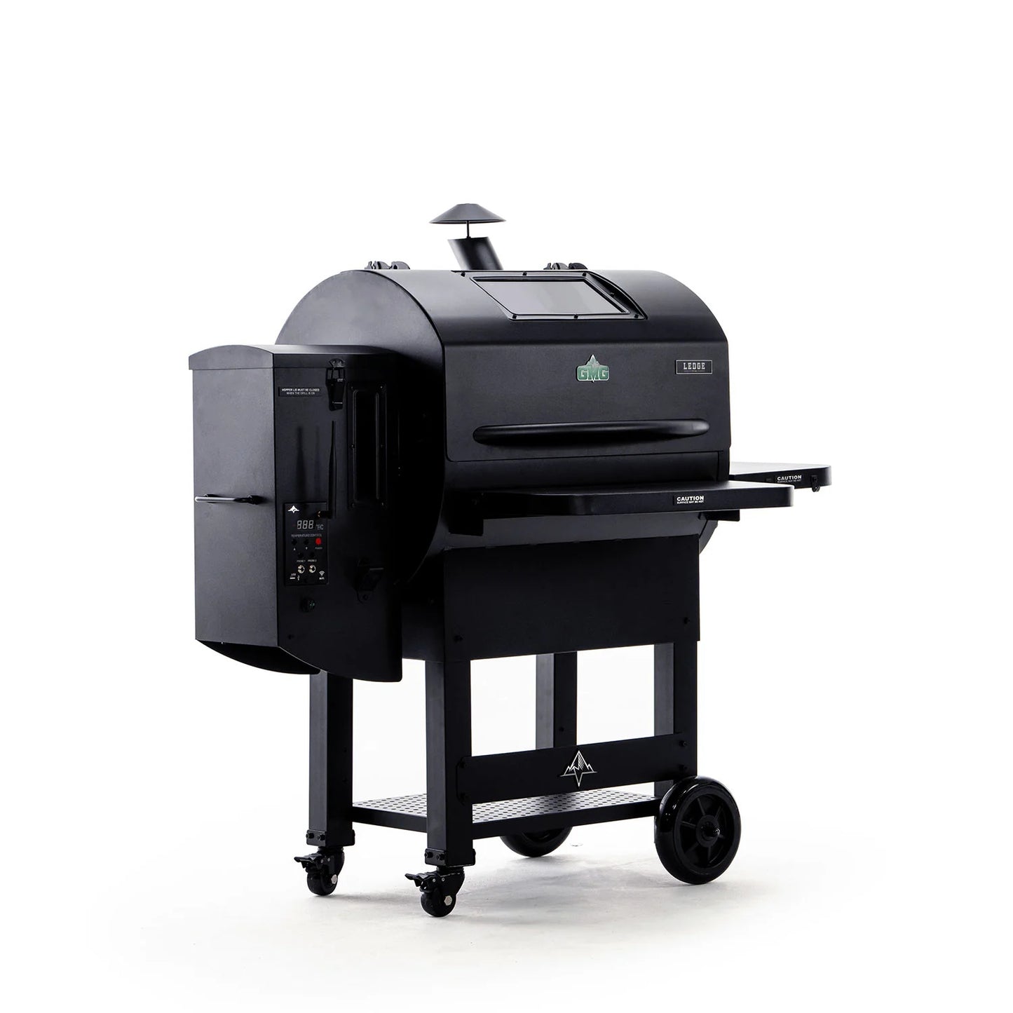 Green Mountain Grills Ledge Prime 2.0 on an angle on a white background