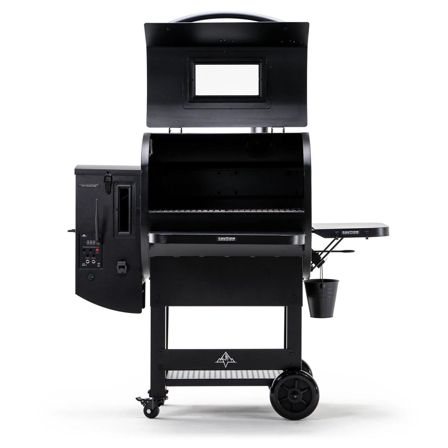 Green Mountain Grills Ledge Prime 2.0 with lid open on a white background