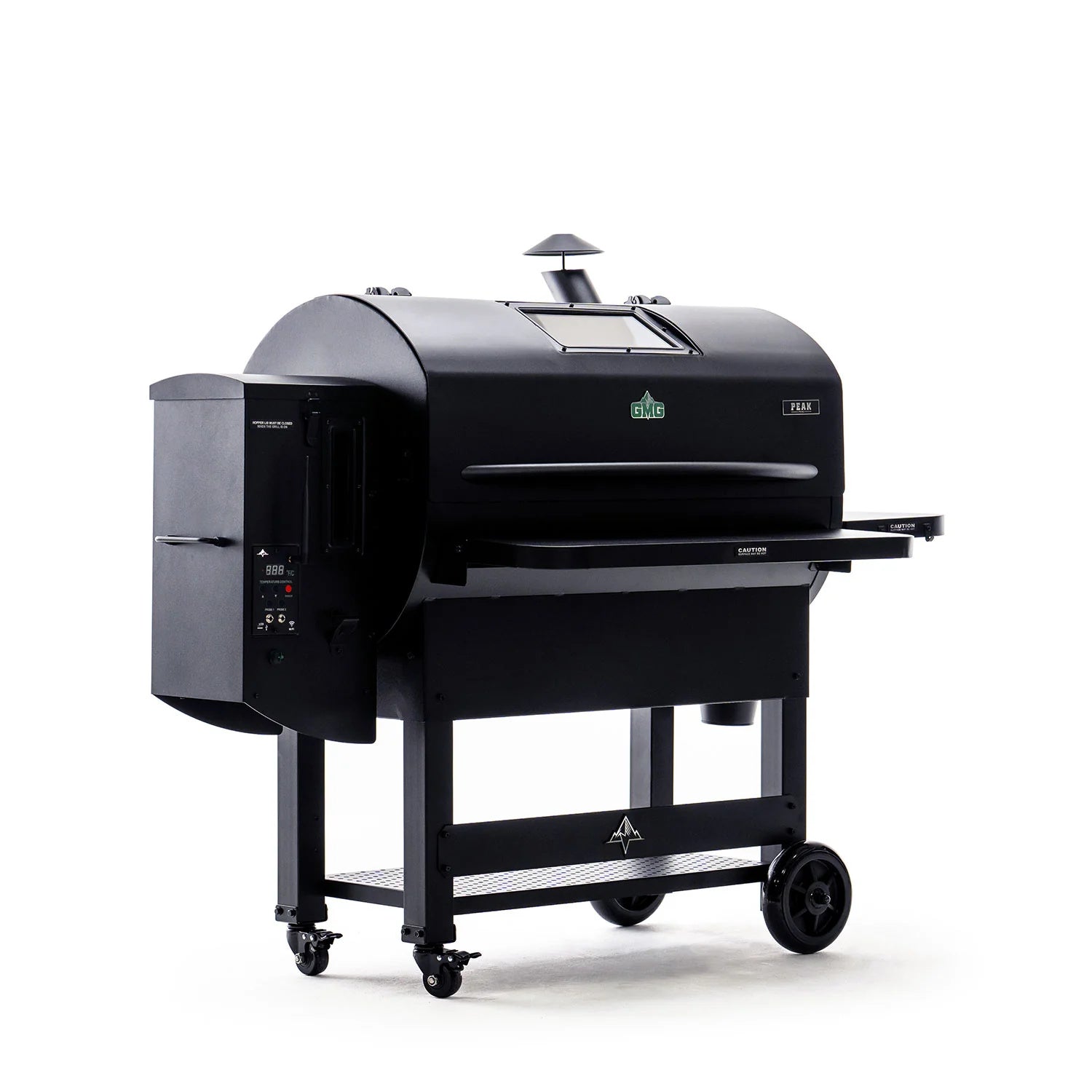 Green Mountain Grills Peak Prime 2.0 on an angle on a white background