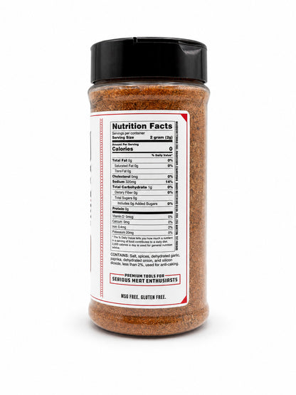 Hardcore Carnivore Cajun bottle with nutrition facts label on a white background