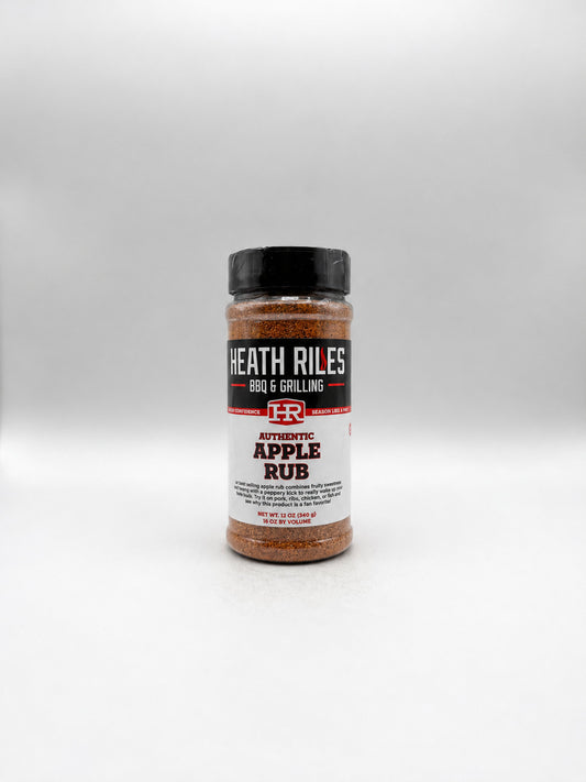 Bottle of Heath Riles Apple Rub on a white background