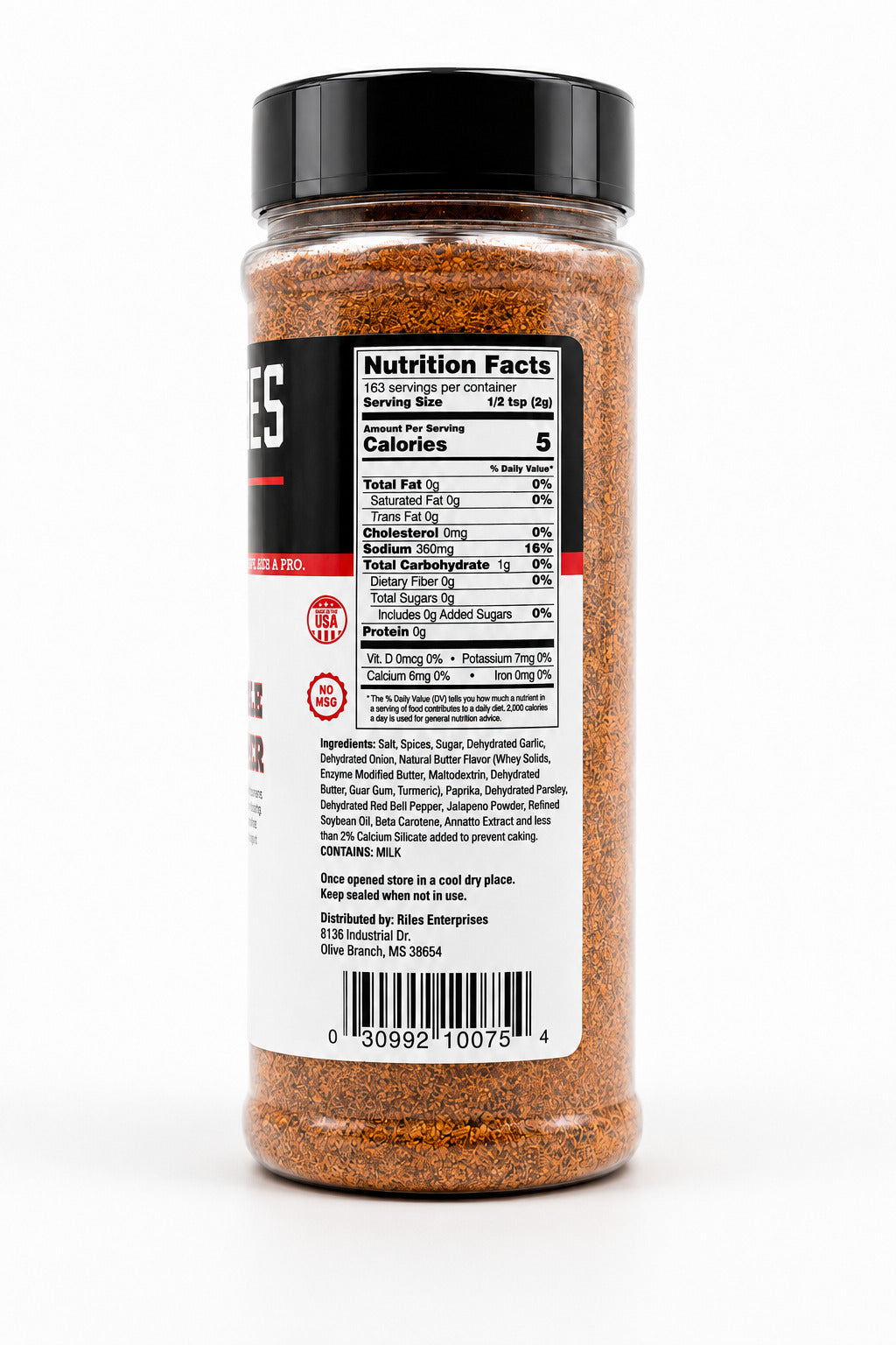 Heath Riles BBQ Grilling Cajun Creole Garlic Butter bottle with nutrition label on a white background