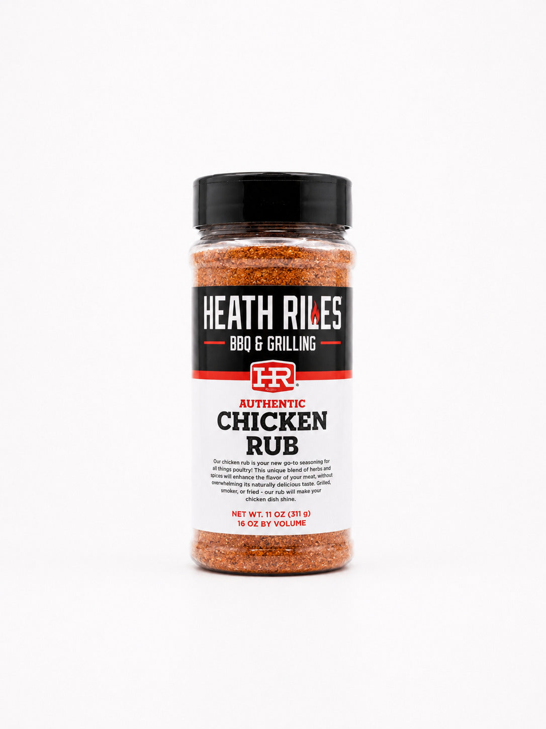 Heath Riles BBQ & Grilling Chicken Rub bottle on a white background