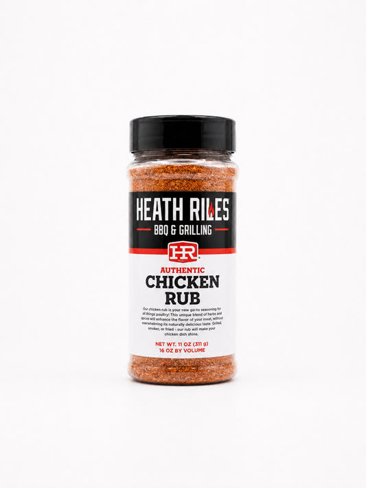 Heath Riles BBQ & Grilling Chicken Rub bottle on a white background