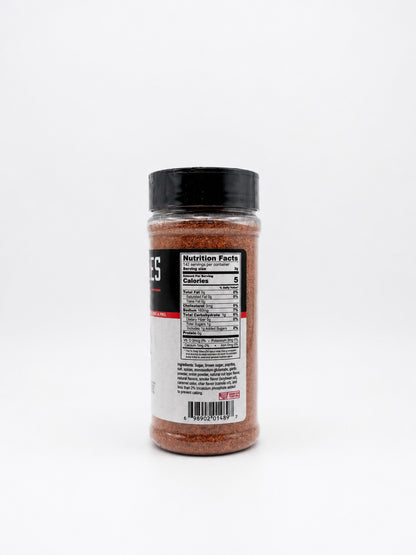 Heath Riles BBQ & Grilling Pecan Rub with an ingredients label on a white background