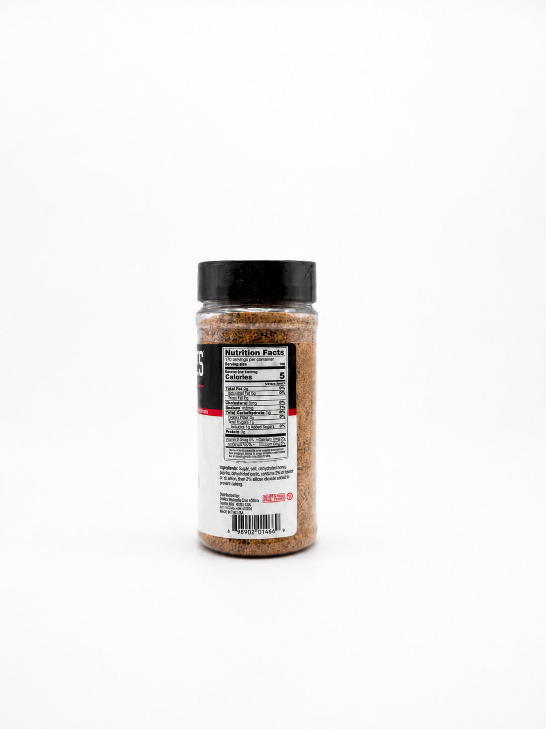 Spice jar with label on a white background