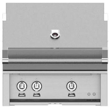 Hestan 30" Built In Gas Grill in Steeleto on a white background