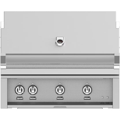 Hestan 36" Built In Gas Grill in steeleto on a white background