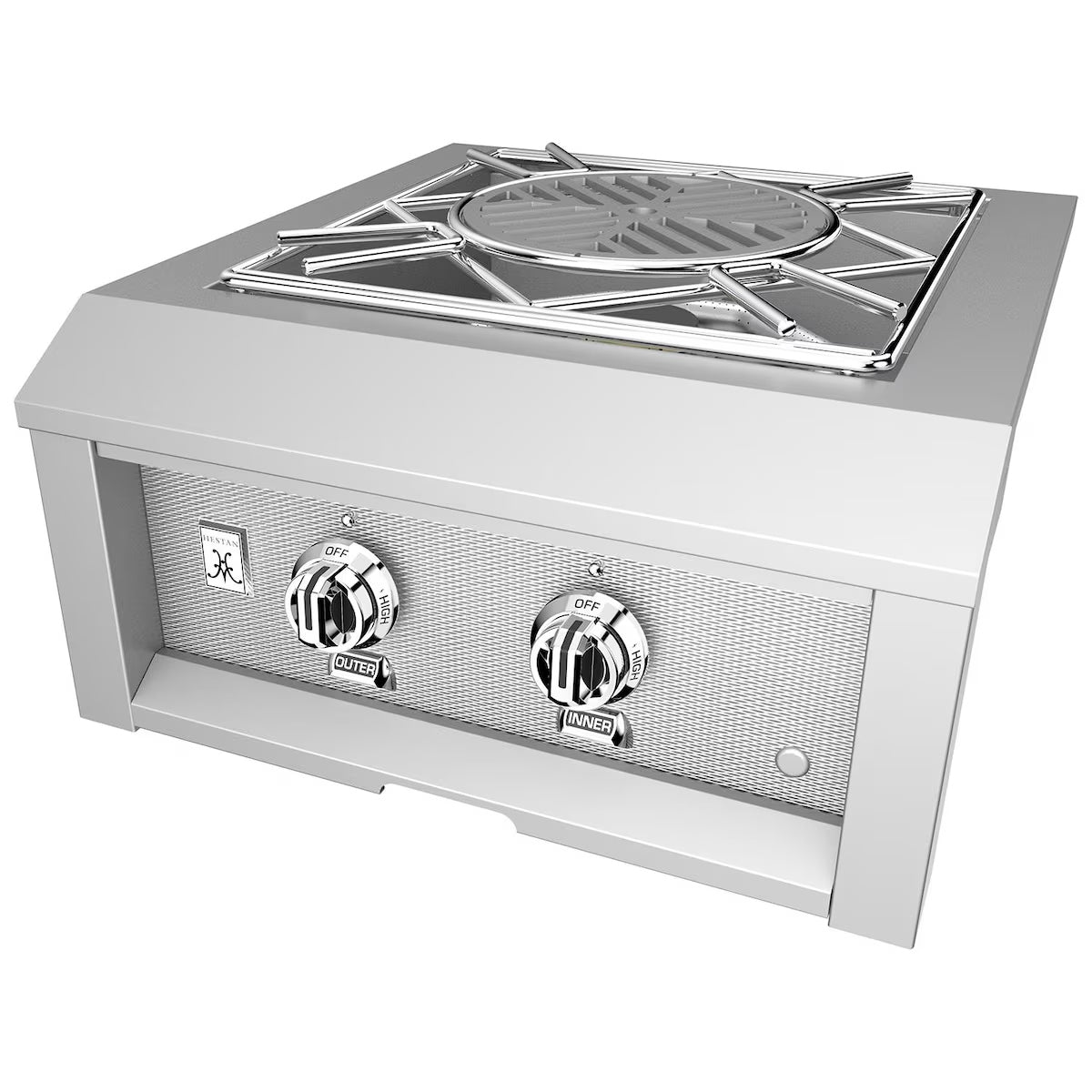 Hestan Built-In Power Burner in Steeleto on a white background