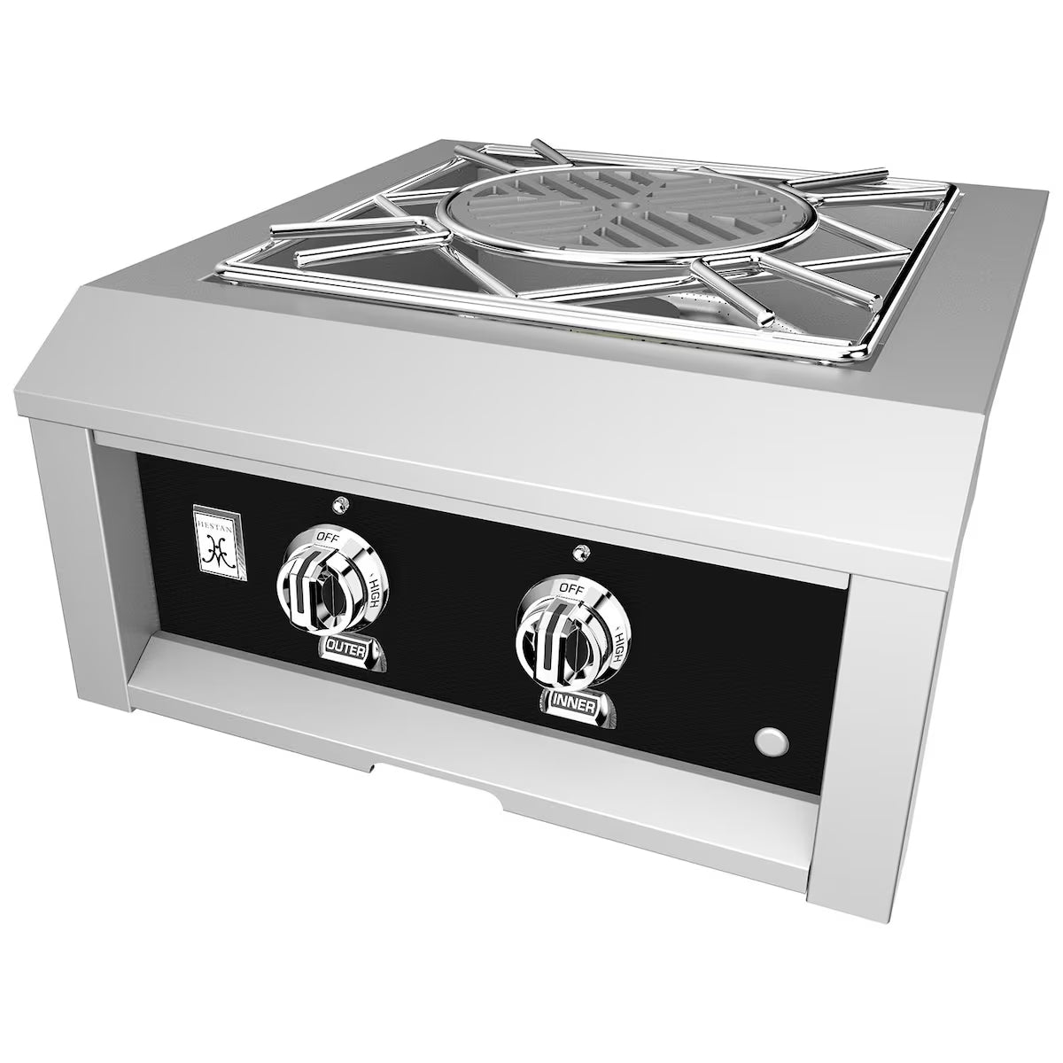 Hestan Built-In Power Burner in Stealth on a white background