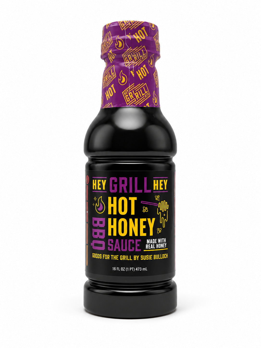 Hey Grill Hey Hot Honey BBQ Sauce on a white background