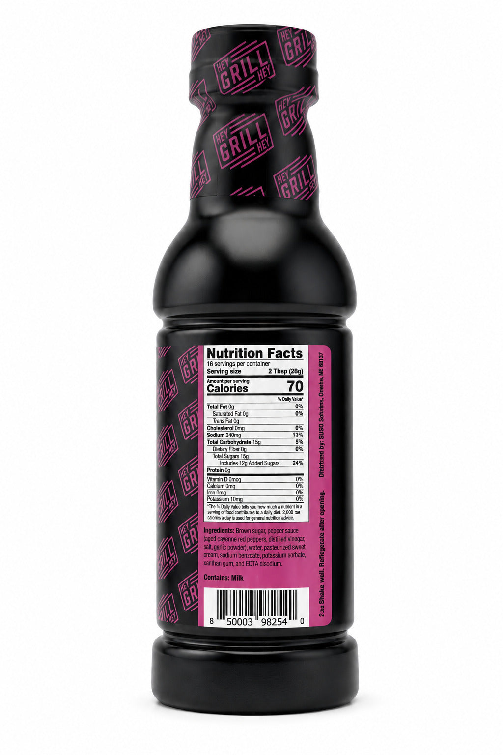 Hey Grill Hey Sweet Heat BBQ Glaze ingredients label on a white background