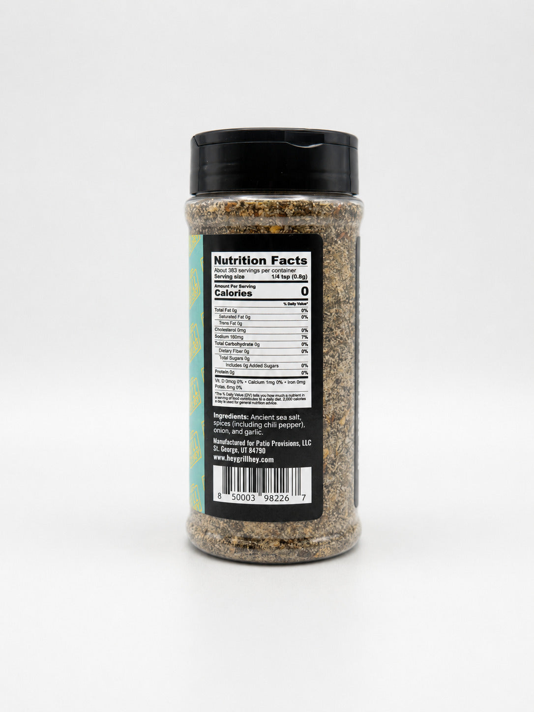 Hey Grill Hey Fish & Veggie bottle with an ingredients label on a white background