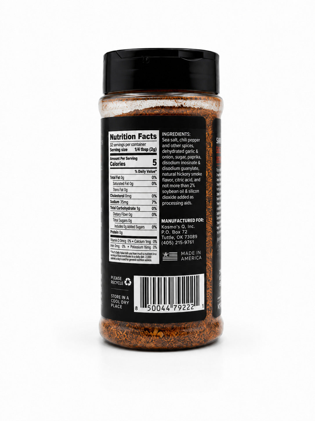 Kosmos Q Coarse Double Pepper Cow Cover with nutrition facts label on a white background