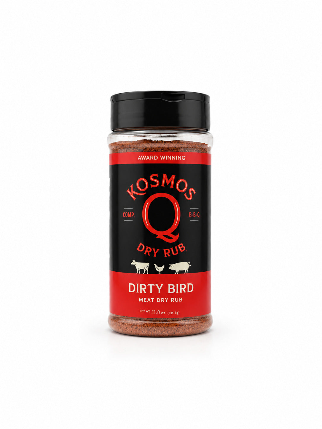 Kosmos Q Dirty Bird Rub bottle on a white background