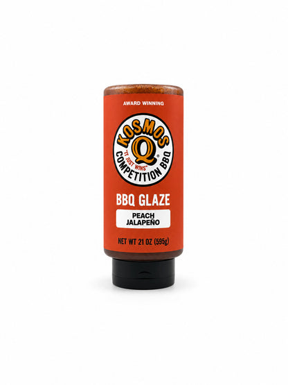 Kosmos Q Peach Jalapeño BBQ Glaze container on a white background