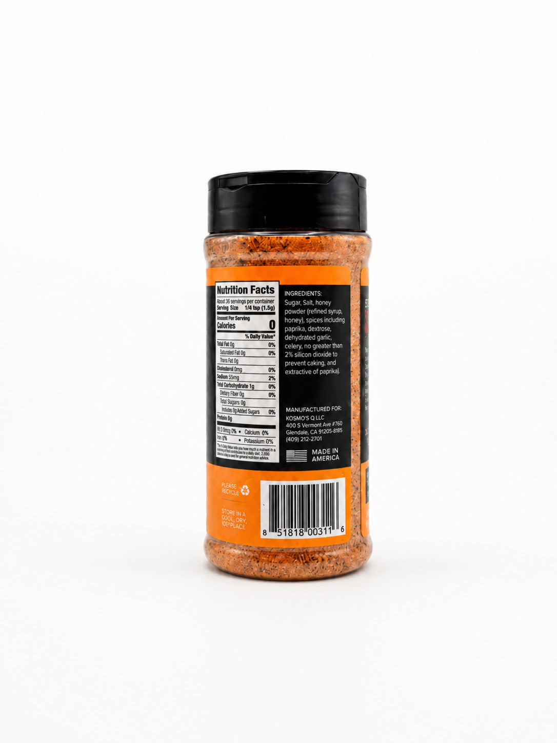 Kosmos Q Honey Killer Bee with nutritional information on a white background