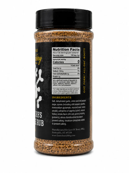 Spice jar with black label on a white background