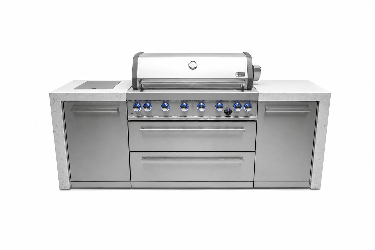 Mont Alpi MAi805-D Deluxe 6-Burner Outdoor Kitchen on a white background