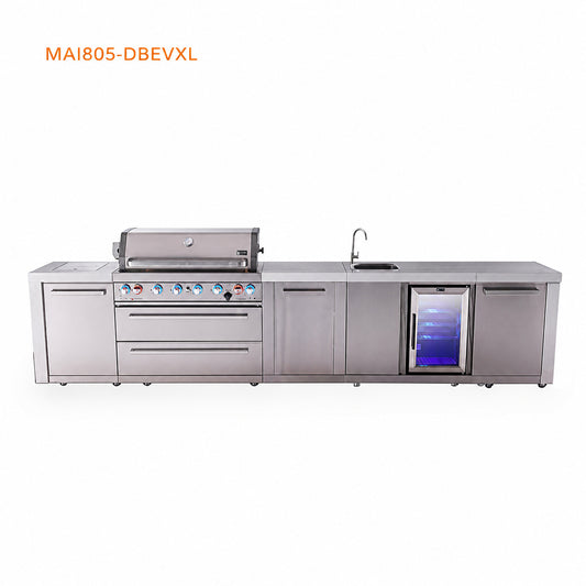 Mont Alpi MAi805-DBEVXL Deluxe Outdoor Kitchen with Beverage Center and XL Storage on a white background