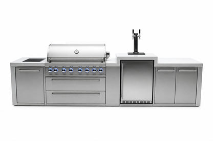 Mont Alpi MAi805-DKEG Deluxe 6-Burner Outdoor Kitchen with Kegerator on a white background