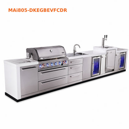 Mont Alpi MAi805-DKEGBEVFCDR Deluxe Outdoor Kitchen with Kegerator, Beverage Center and Drawer Storage on a white background