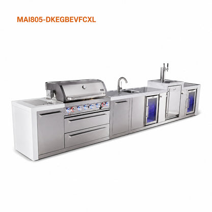 Mont Alpi MAi805-DKEGBEVFCXL Deluxe Outdoor Kitchen with Kegerator, Beverage Center and XL Storage on a white background