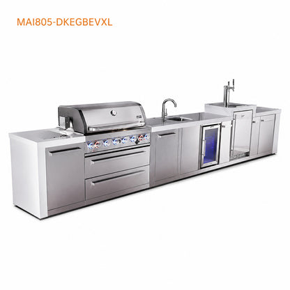 Mont Alpi MAi805-DKEGBEVXL Deluxe Outdoor Kitchen with Kegerator, Beverage Center and XL Storage on a white background