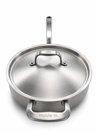 Made In 3.5 Qt Saute Pan with lid on a white background