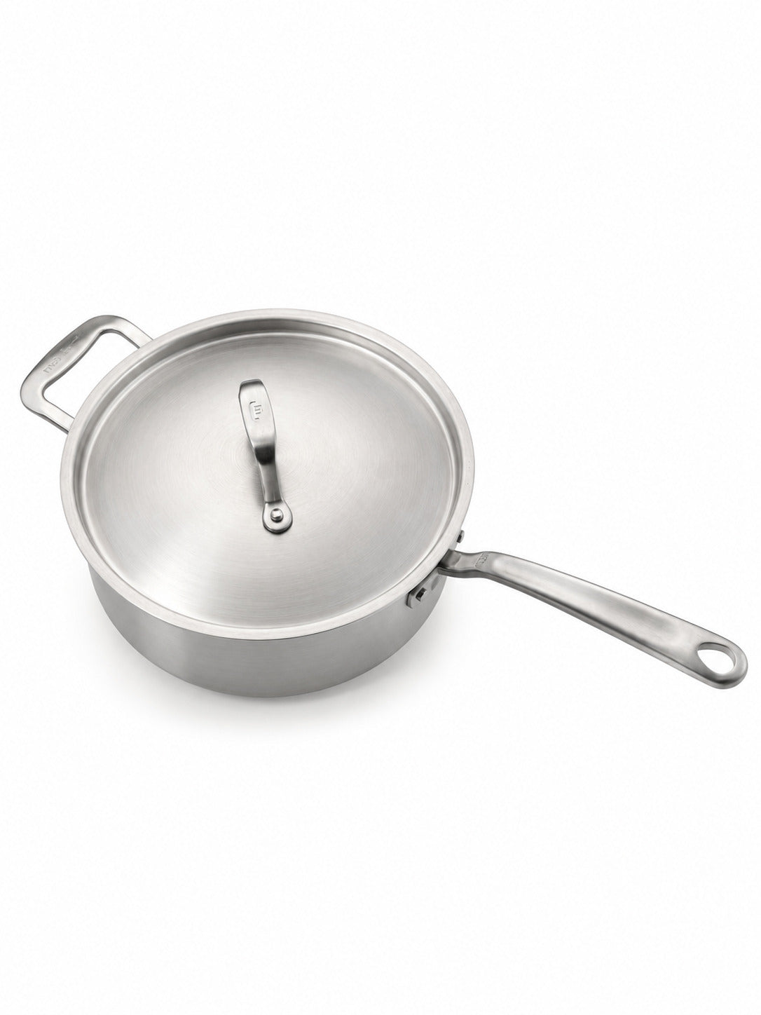 Made In 3.5 qt Stainless Clad Saute Pan with Lid on a white background