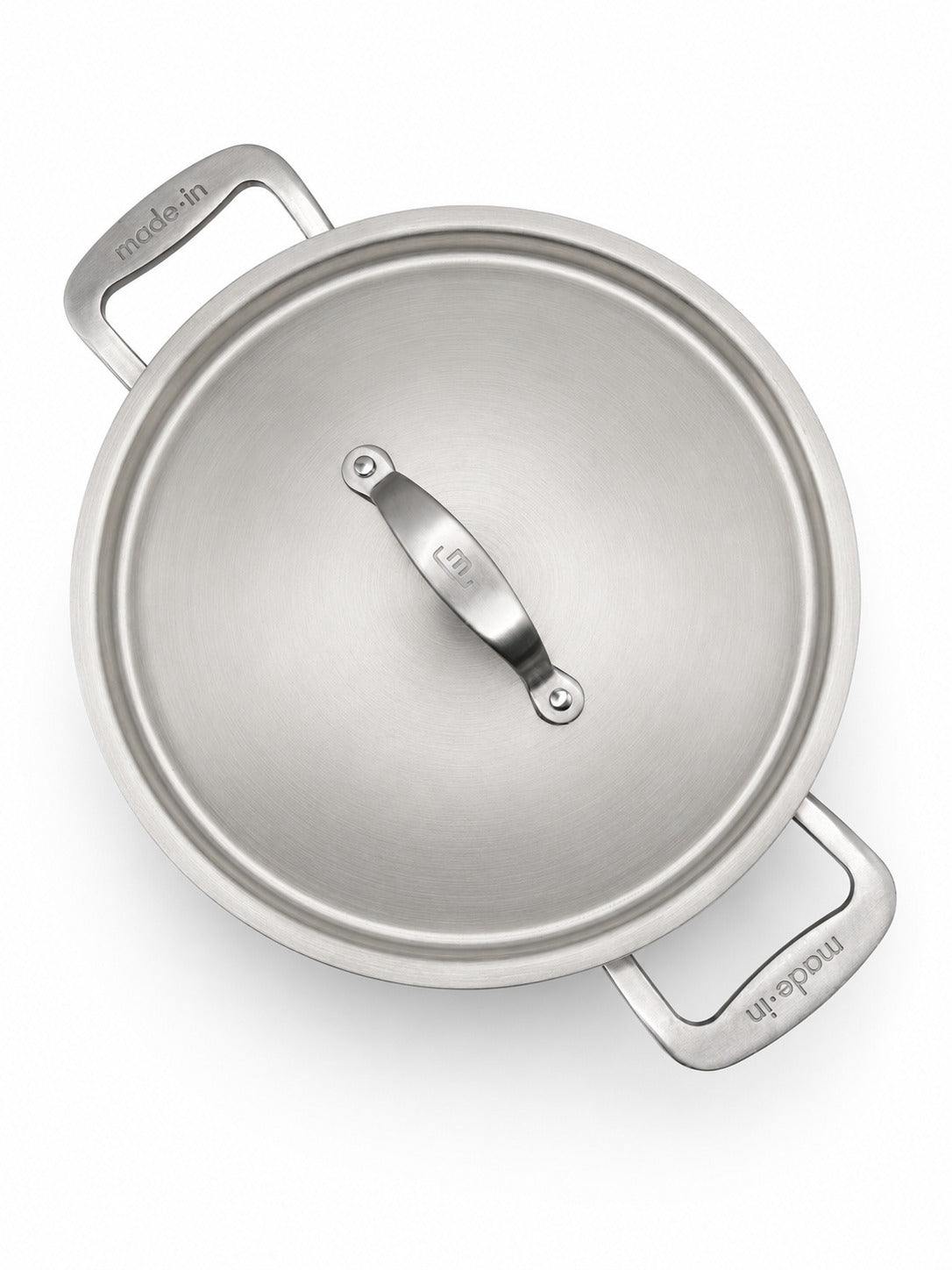 Made In 8 Qt Stainless Clad Stock Pot with Lid on a white background