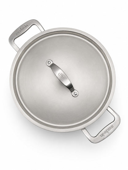 Made In 8 Qt Stainless Clad Stock Pot with Lid on a white background