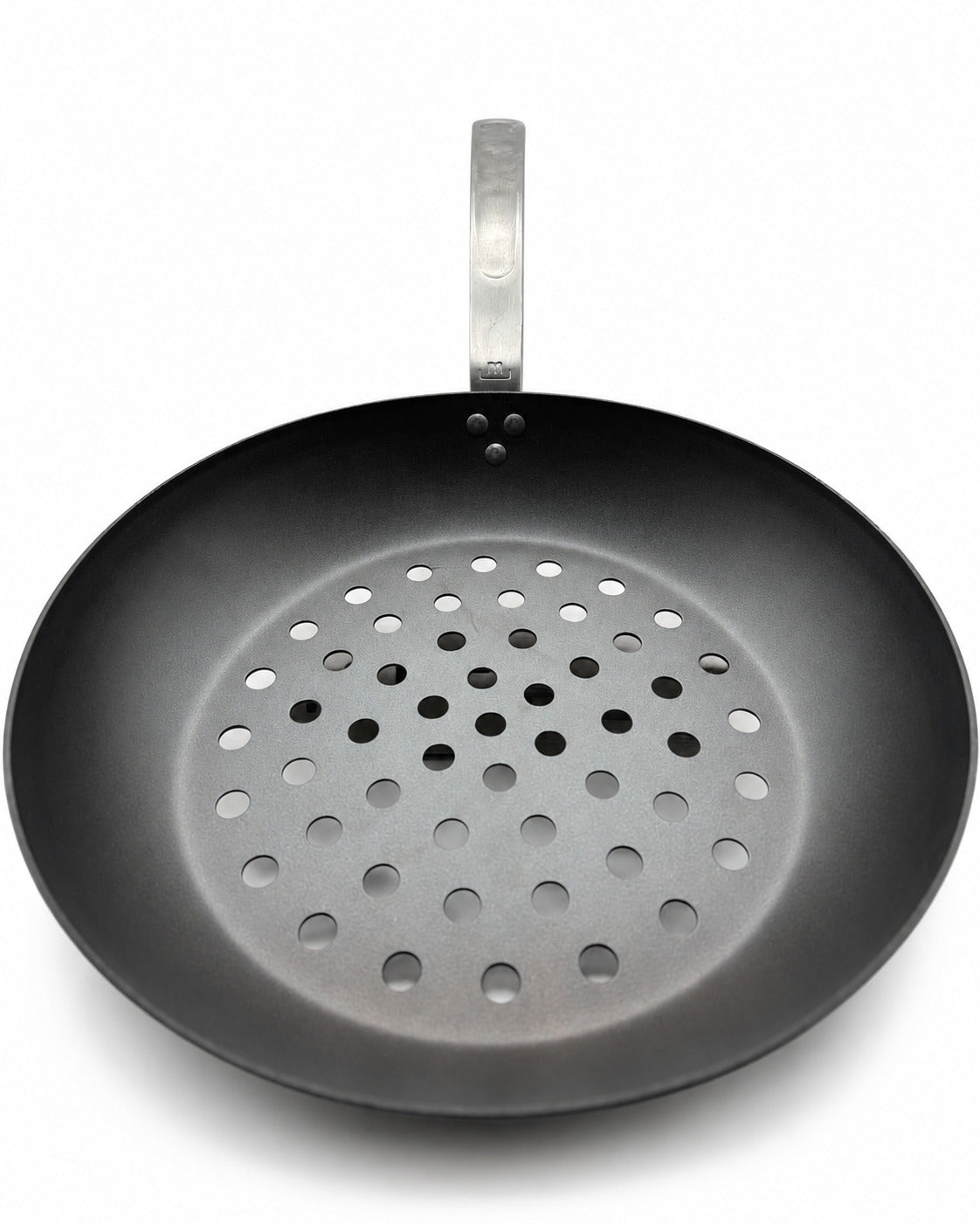 Made In 12 Carbon Steel Grill Frying Pan with a silver handle on a white background