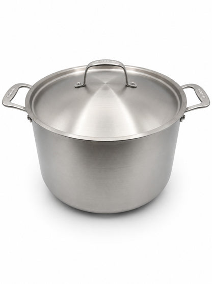 Made In 12 Qt Stainless Clad Stock Pot with Lid on a white background
